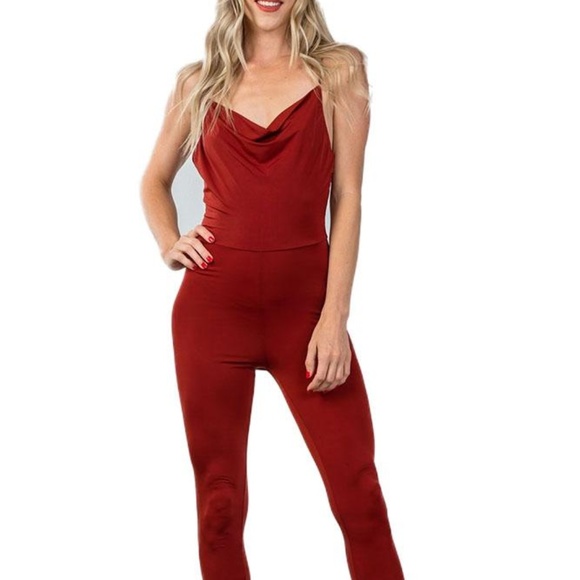 Momani Boutique Pants - BEAUTIFUL LOW BACK COWL NECK BODYCON JUMPSUIT